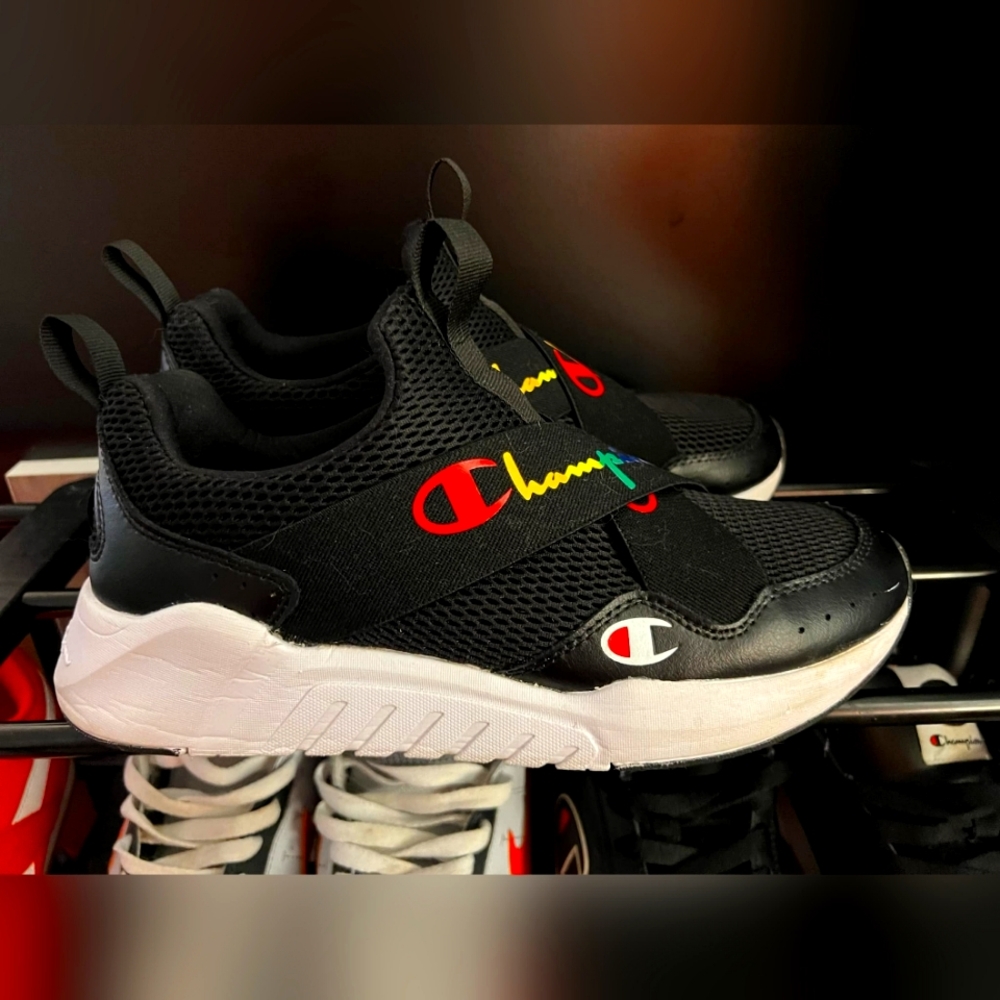 Champion Black Sneakers with Multicolor Logo